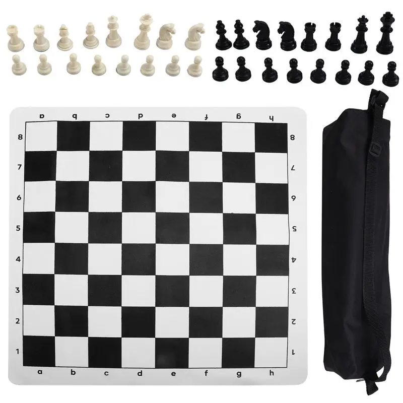 

A08P-Chess Soft Leather Flannelette Board Portable Convenient Leather Chessboard Leisure Outdoor Puzzle Chess Game Puzzle Chess