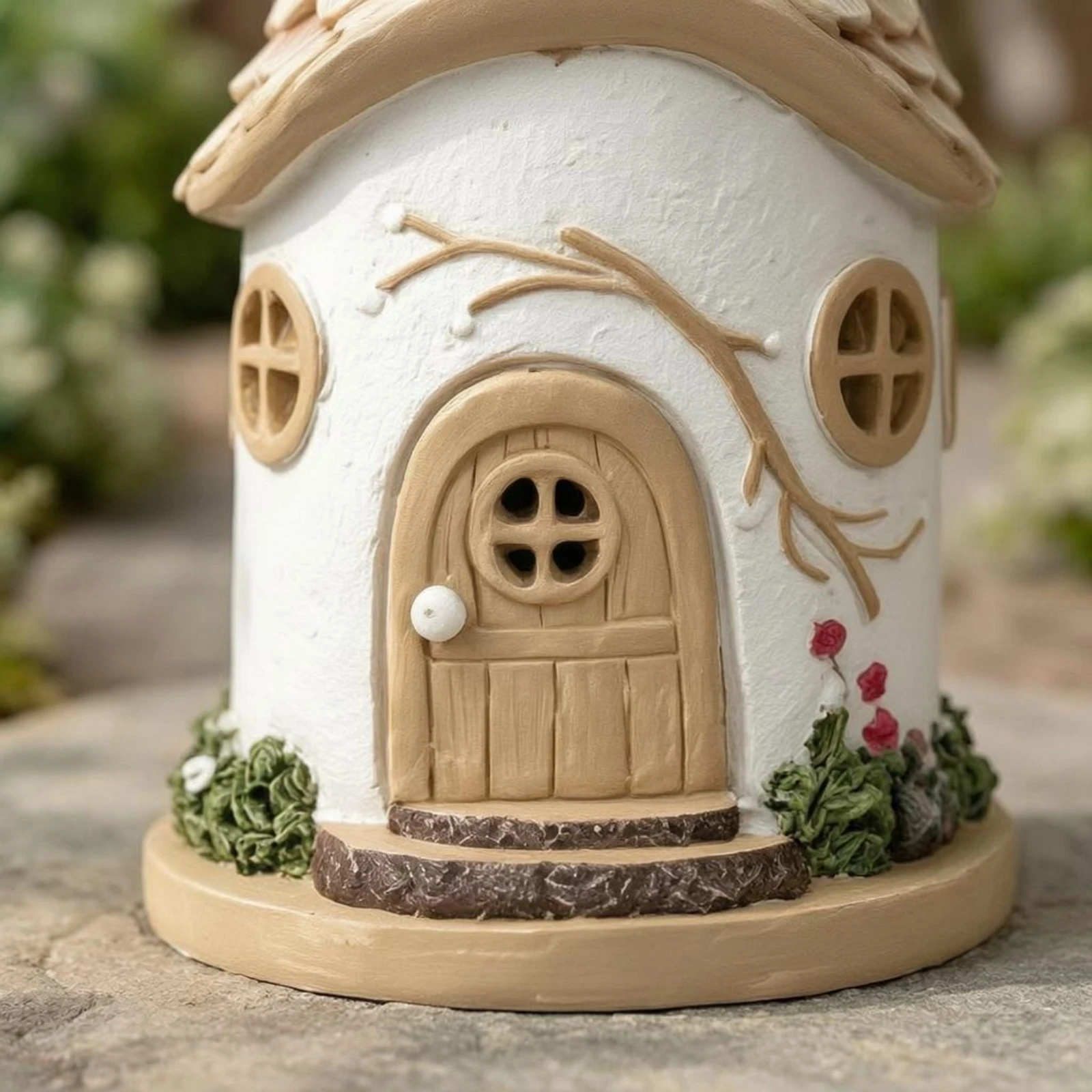 House-Shaped Solar Light Decorative Solar Fairy House Yard Decor Whimsical Design Resin for Lawn