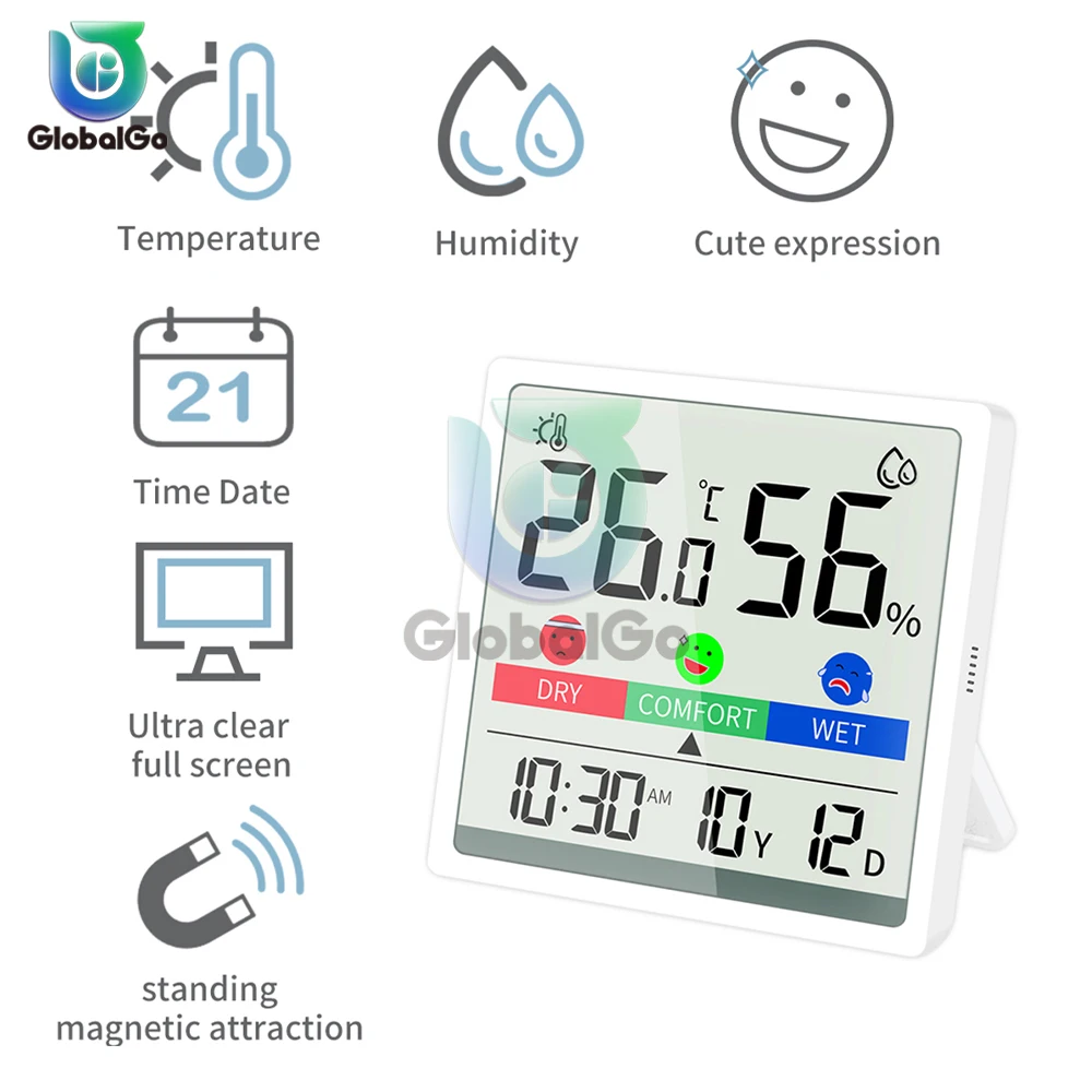 

Домашний измеритель температуры и влажности в помещении ЖК-цифровой термометр гигрометр датчик метеостанция часы с батареей