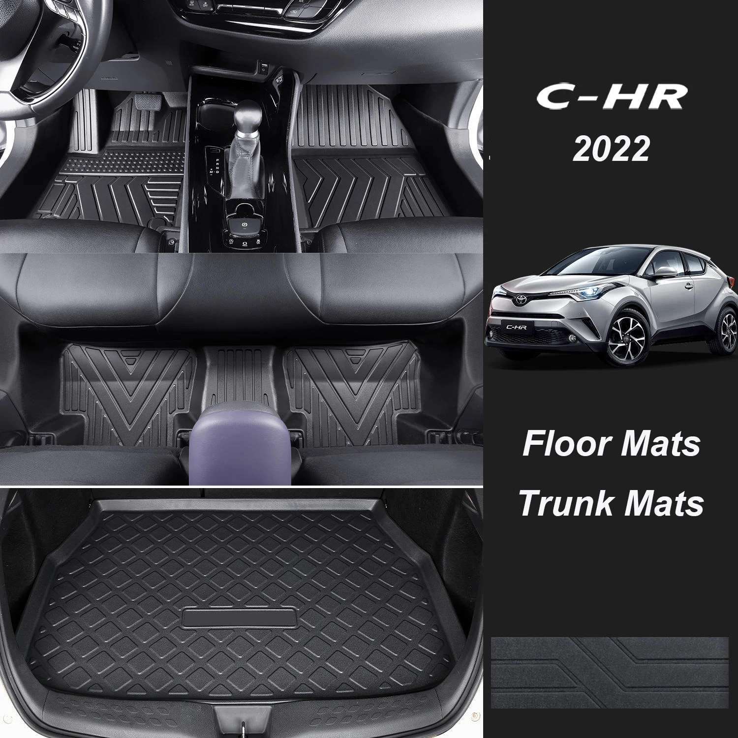 Rubber Car Floor Mats Set For Toyota Chr 2022 Waterproof DropShipping Center Interior Accessories Carpets Rugs High Quality