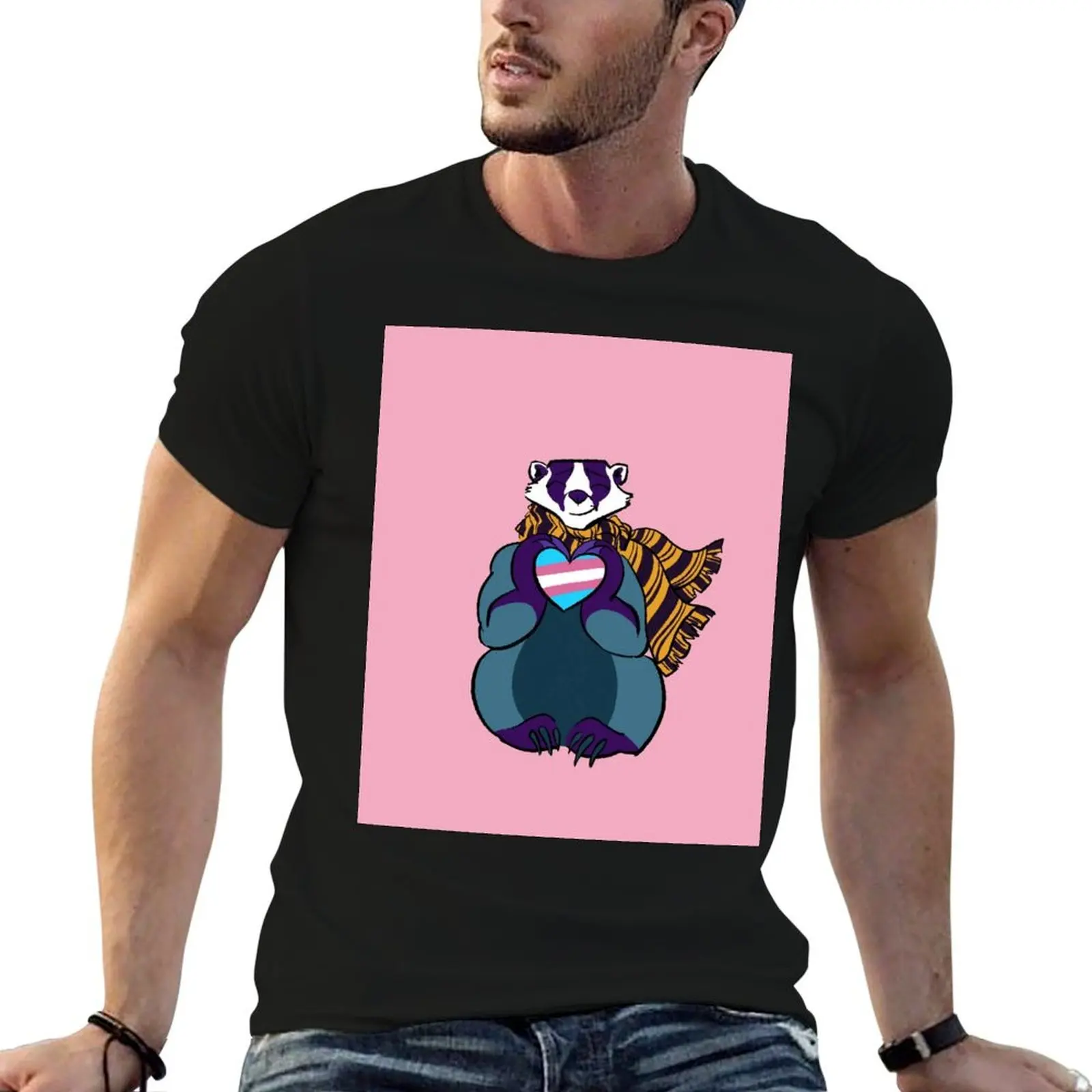 Badgers Love T-Shirt Simple Solid Color Crew Neck Tee
