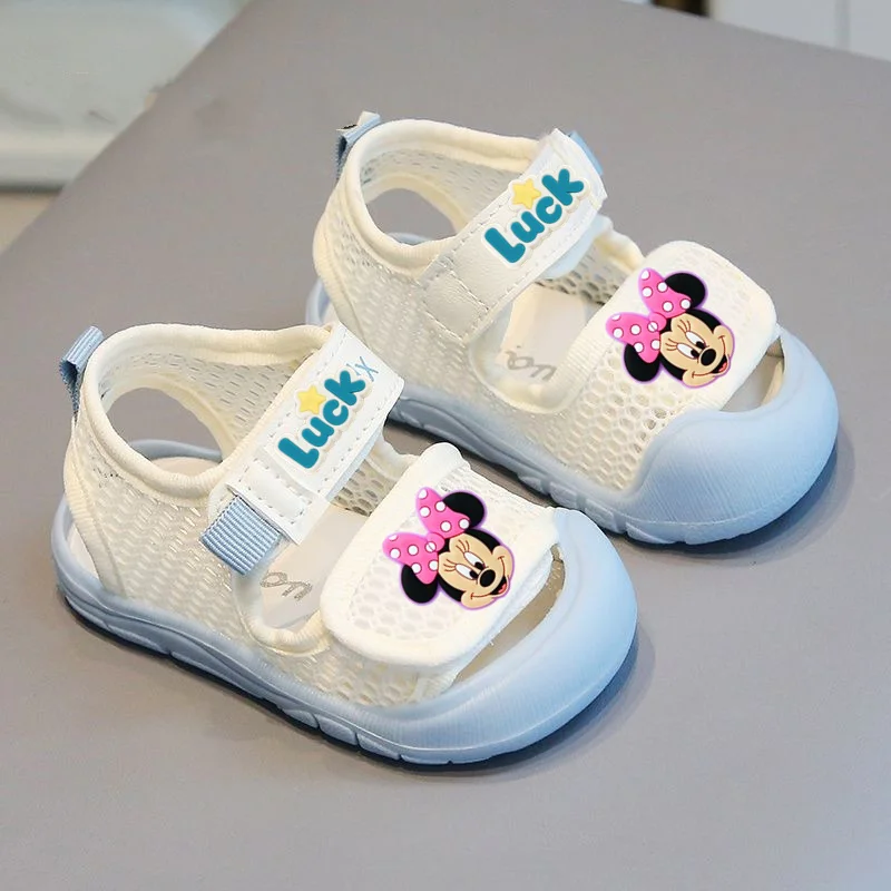 

Mickey Mouse Baby Soft-Sole Toddler Shoes Disney minnie boy Breathable Mesh Sandals Beach Shoes Summer New Baby Girl Slippers