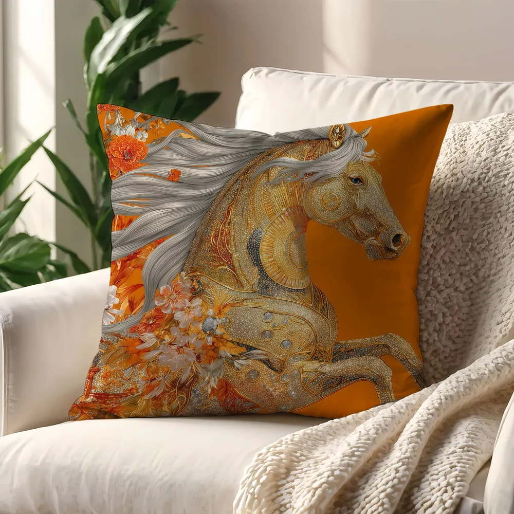 Orange Equestrian Style cushion cover Decoration Room Shop Car Best Home Office Coffee Pillow Sofa Printing Nordic Simplicity - view 2