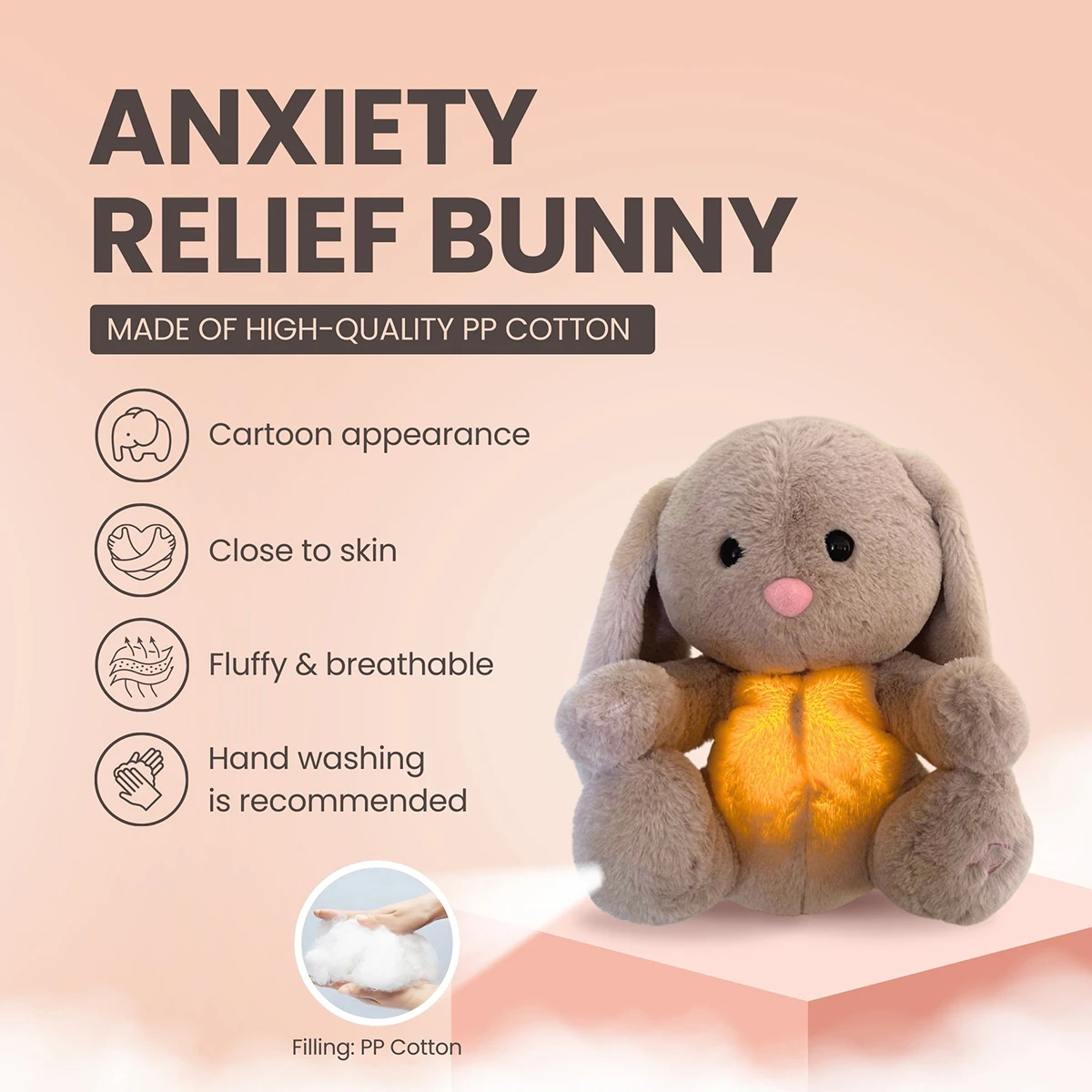 4 Models Breathing Plush Sensory Relief Bunny Toy with sleeping time baby for babies comforter Breathes Music night light toys