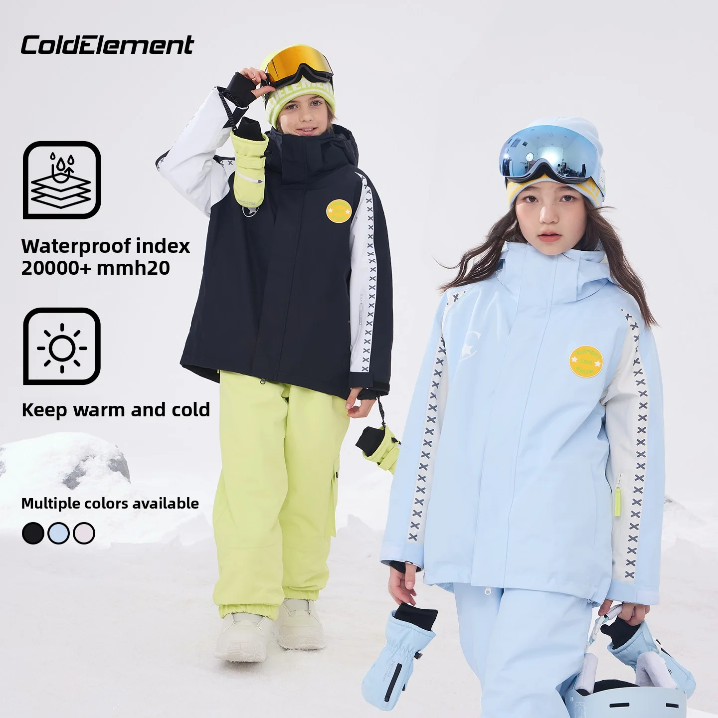 

Комплект детского лыжного костюма Coldelement — водонепроницаемый и теплый разделенный дизайн для осенних и зимних видов спорта на открытом воздухе, лыжная одежда унисекс для детей