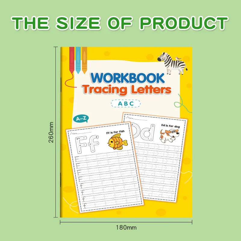 32 Pages Practicing Uppercase and Lowercase Letters English Coloring Book Pen Control Training Handwriting Practice Book