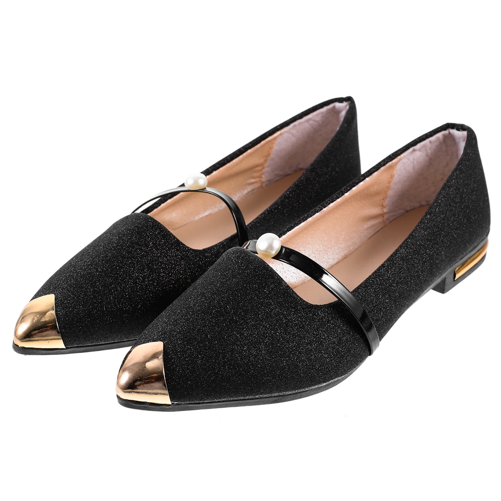 

Pearl Pumps Flat Shoes Comfortable Pointy Toe Nude Single Wedding Party Dating Pearl Nude Shoes Shopping S