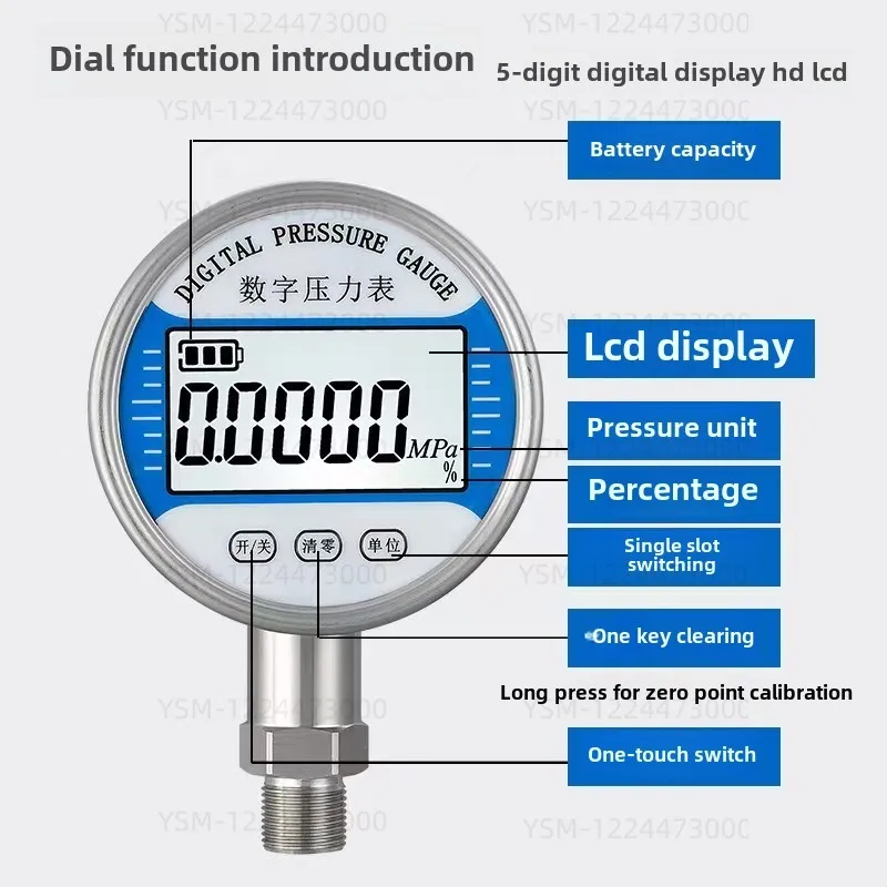 High-precision Digital Pressure Gauge, Electronic Digital Precision 0.4-level Vacuum Negative Pressure Gauge, Water Pressur