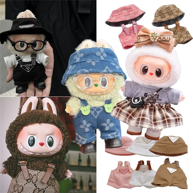 

15 17 см для куклы Лабу, перевернутые треугольные штаны в рыбацком стиле, одежда, юбка с бантом и принтом, роскошная одежда, сумка, комплект аксессуаров