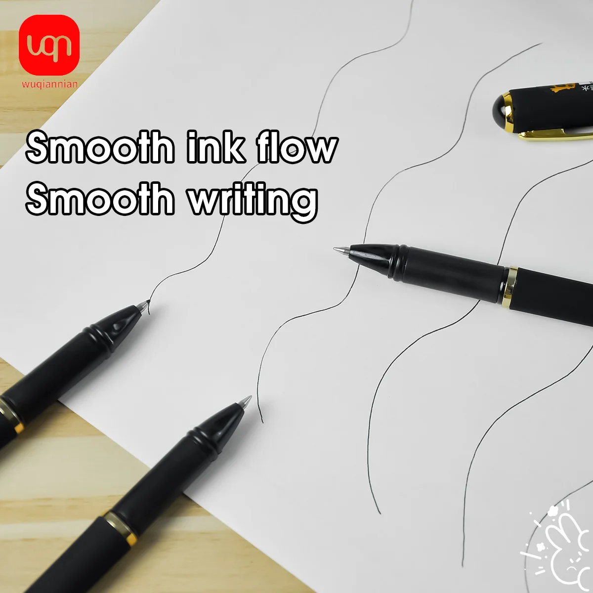 WQN 3 قطع أقلام توقيع بمشبك معدني أسود 0.5 مم حبر أسود - 12 قطعة عبوات بديلة للكتابة اليومية والكتابة السلسة