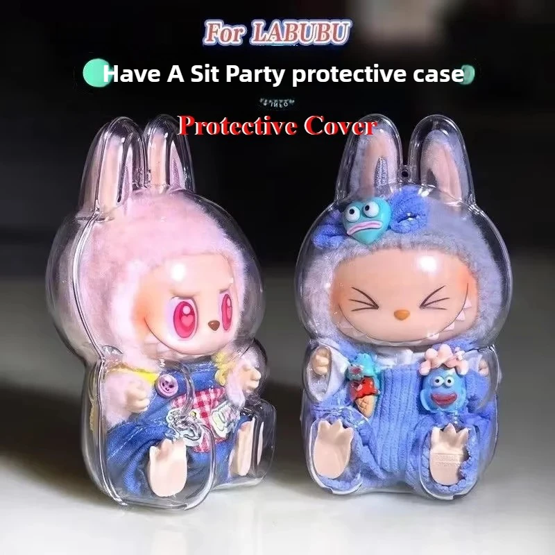 Transparent Protective Cover for Labubu Monster Toy Elf Doll Cover Storage Box Cute Elf Plushie Display Cover for Party Dolls