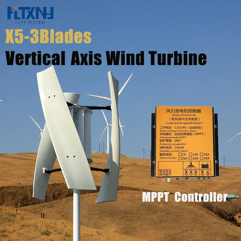 High Quality 20KW 12V/24V/48V Vertical Windmill Wind Turbine Power Generator Portable Generator With MPPT Controller For Home