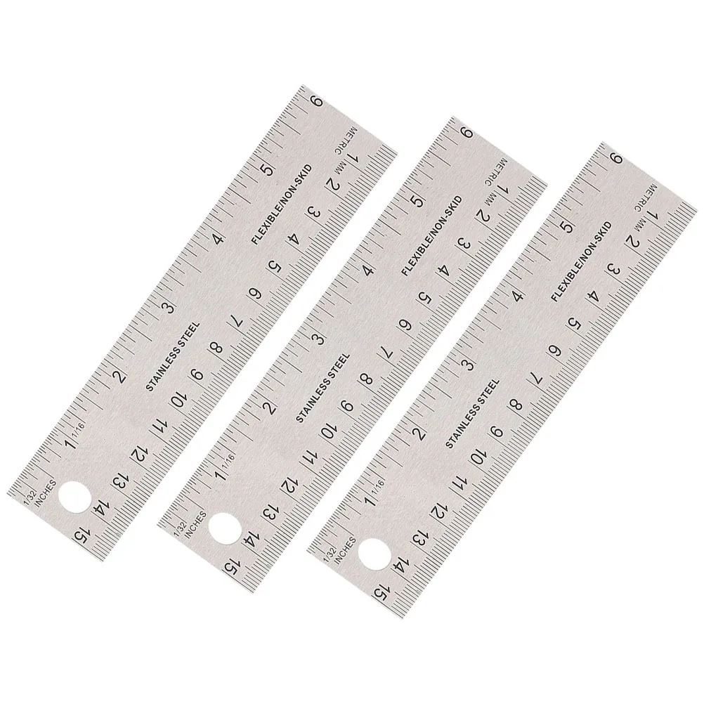 3pcs Portable Cork Backing Ruler Lightweight Measuring Straight Edges For Students Drawing Painting School Office Use