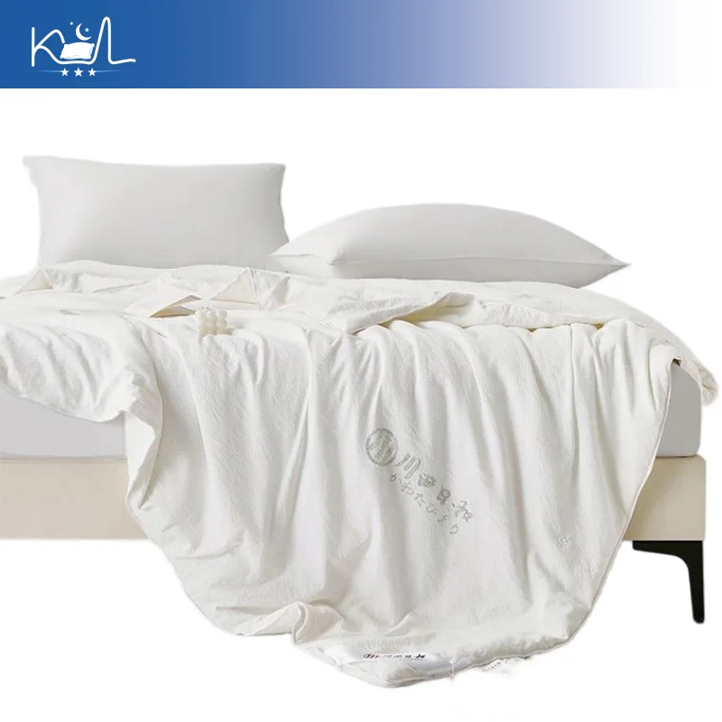 100% Mulberry Silk Summer Quilt, Crinkled Washable Fabric Breathable Cooling Duvet, Queen Size with Gift Paper Box Packaging view 4