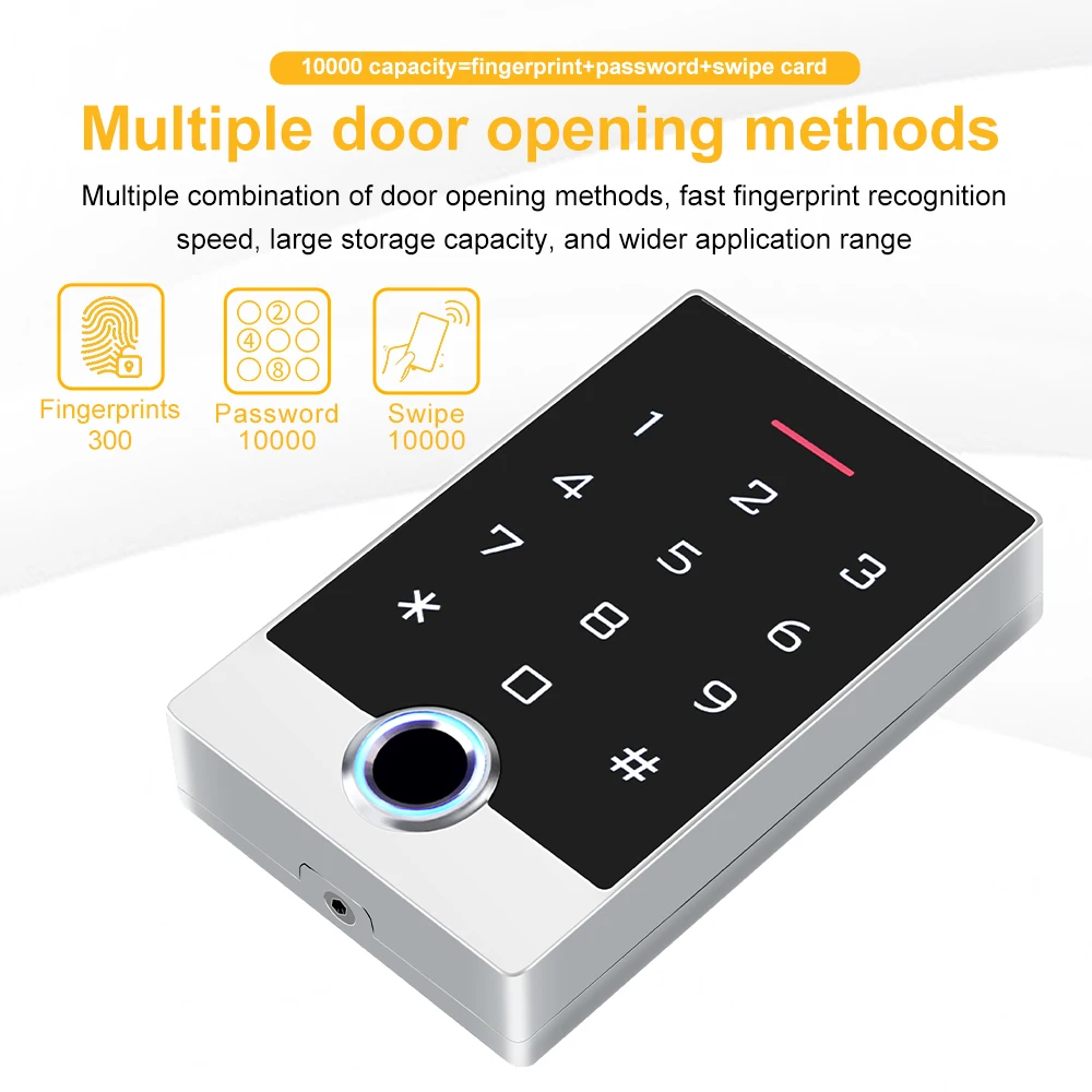 Support Tuya App Smart Life WiFi Door Access Control Fingerprint Keypad with NFC/IC/RFID Card Reader Metal Case Remote Unlock