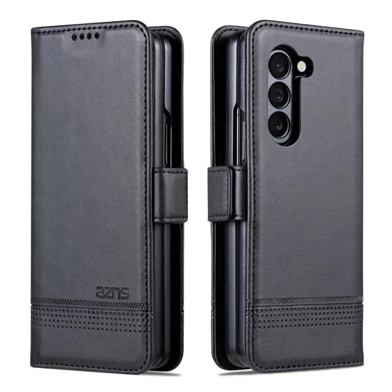 Capa carteira de couro para samsung galaxy z fold 6 5 4 3 fold5 fold6 fold5 5g suporte para cartão kickstand capa traseira à prova de choque
