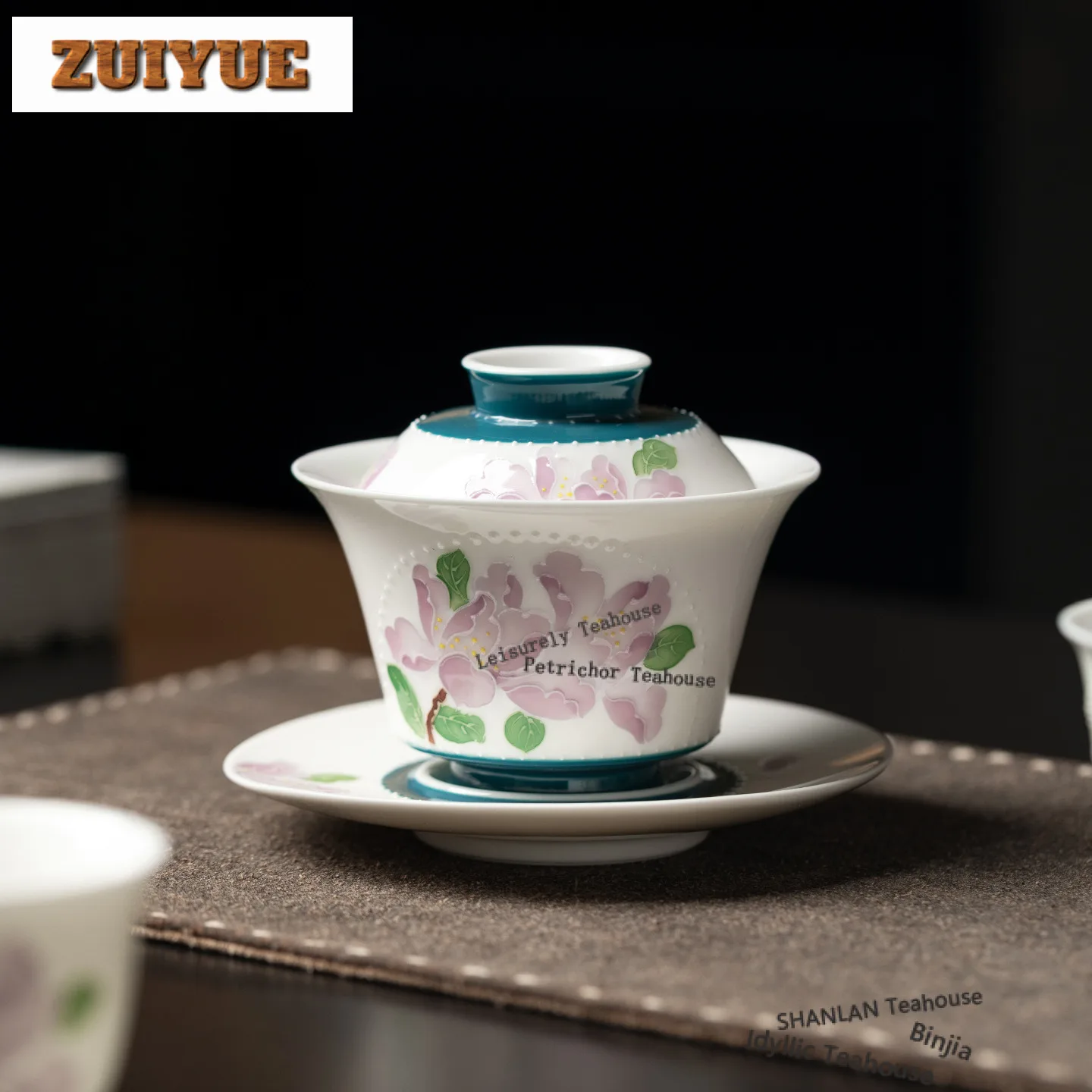 

Чайная чаша Гайвань 120 мл с ручной росписью ирисами и бисером, в стиле Дзен, с крышкой, набор для приготовления чая, китайский чайный сервиз, изделие ручной работы