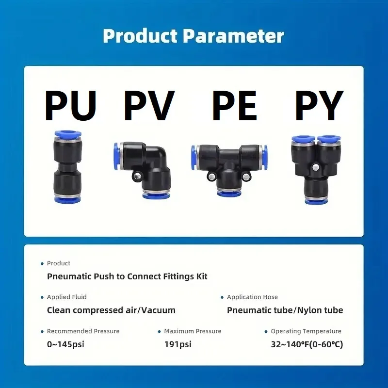 40Pcs/Box 6mm/8mm PU/PY/PE/PL Kit Pneumatic Air Fittings Hose Connector Quick Release Connector