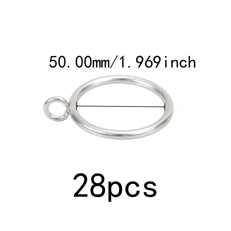 Smooth Sliding On Rod 50mm Iron Drapery Rings, 28 pcs, Bedroom Blackout Drapery, Multipurpose, Versatile, Silver