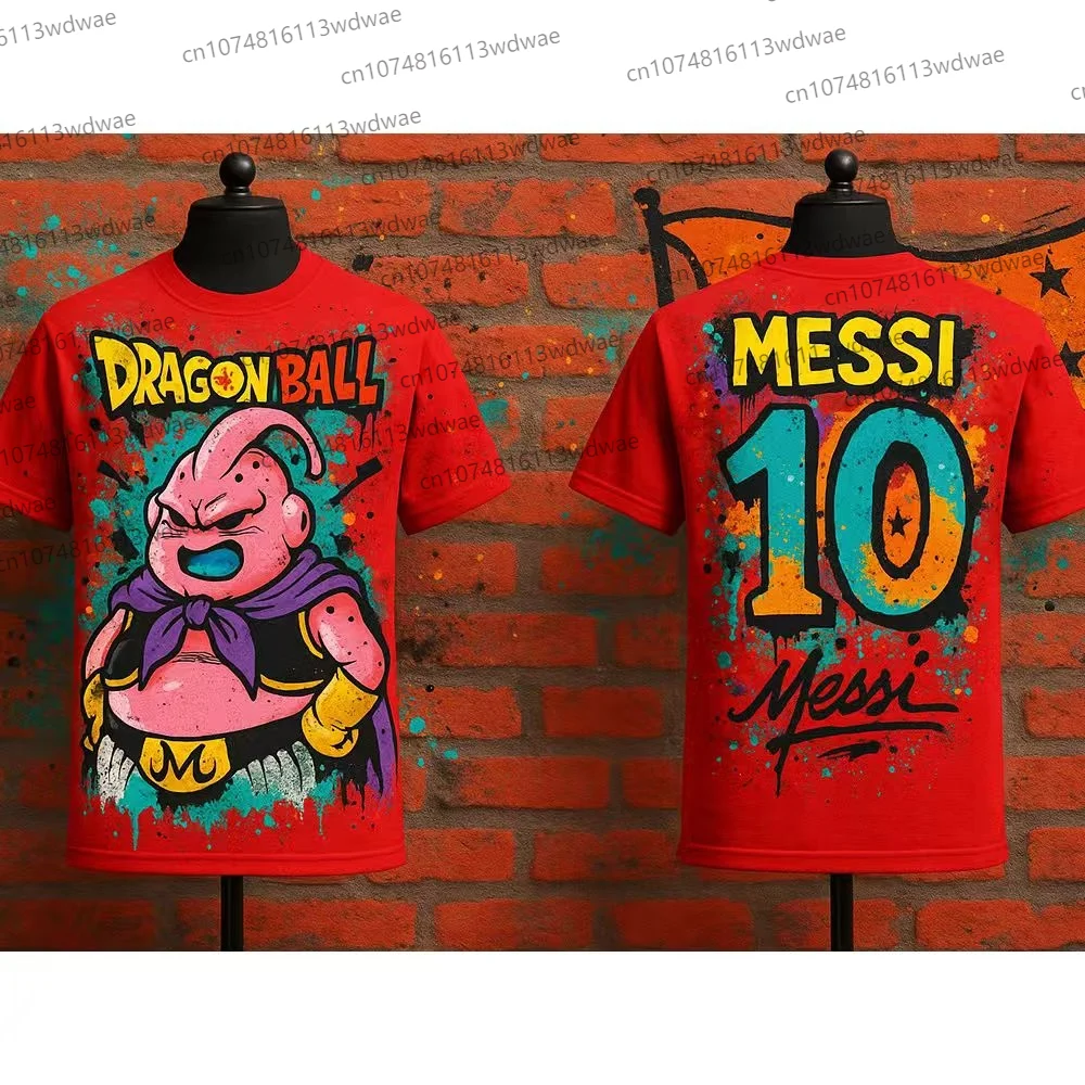 

Dragon Ball Demon Buu Messi T-Shirt Men Short Sleeve Jerseys Anime Messi 10 Dragon Ball Buu Messi Graffiti T-Shirt Jersey Tee