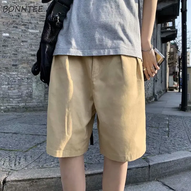 

Новые летние шорты, мужские повседневные шорты в стиле сафари, свободные брюки до колена с карманами, однотонные брюки на пуговицах, корейская модная одежда Hombre