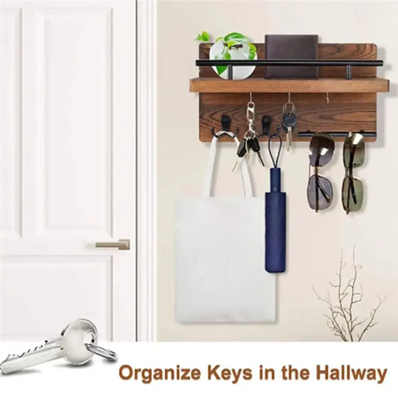 AT63-Key Holder Wall Mounted Coat Bag Hanger Rack Key Decorative Hook For Entryway Mudroom Hallway Bathroom Home Decor