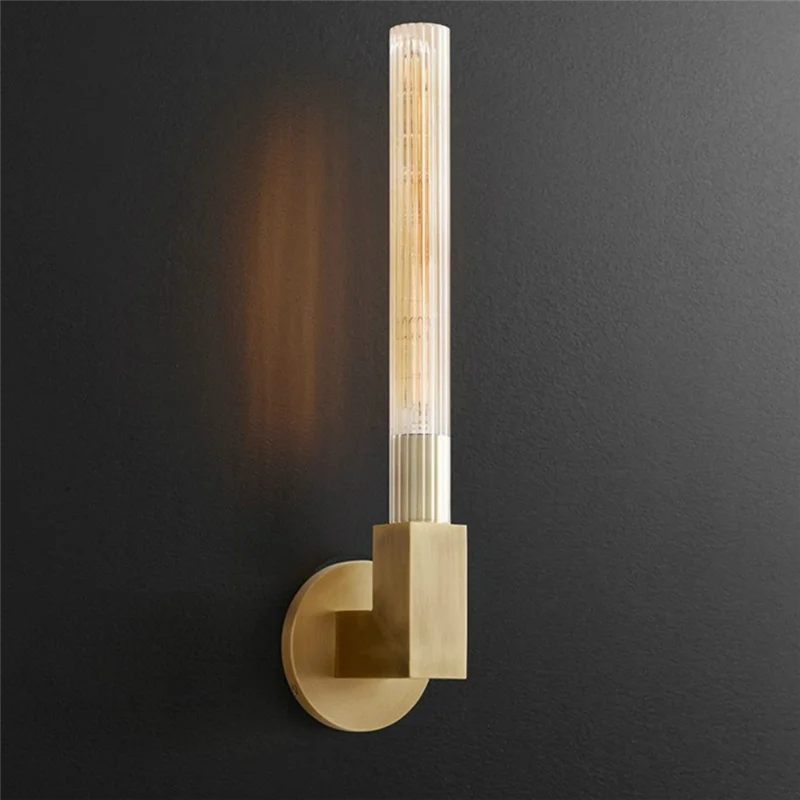A95I-Loft البلد الأمريكي وحدة إضاءة LED جداريّة مصباح النحاس الزجاج غرفة نوم غرفة المعيشة مرآة حمام ضوء الفاخرة الرجعية الجدار مصباح #2