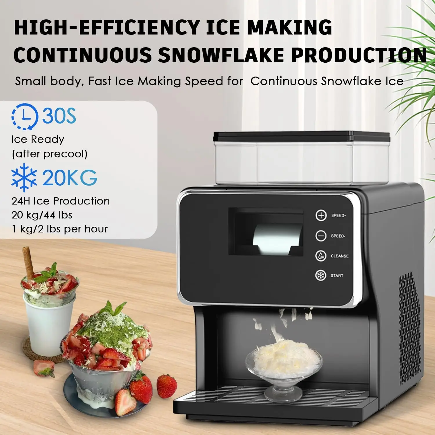 

Portable Ice Maker with Rapid Cooling and Food-Grade Stainless Steel Material, Adjustable Snowflake Ice Making Speed