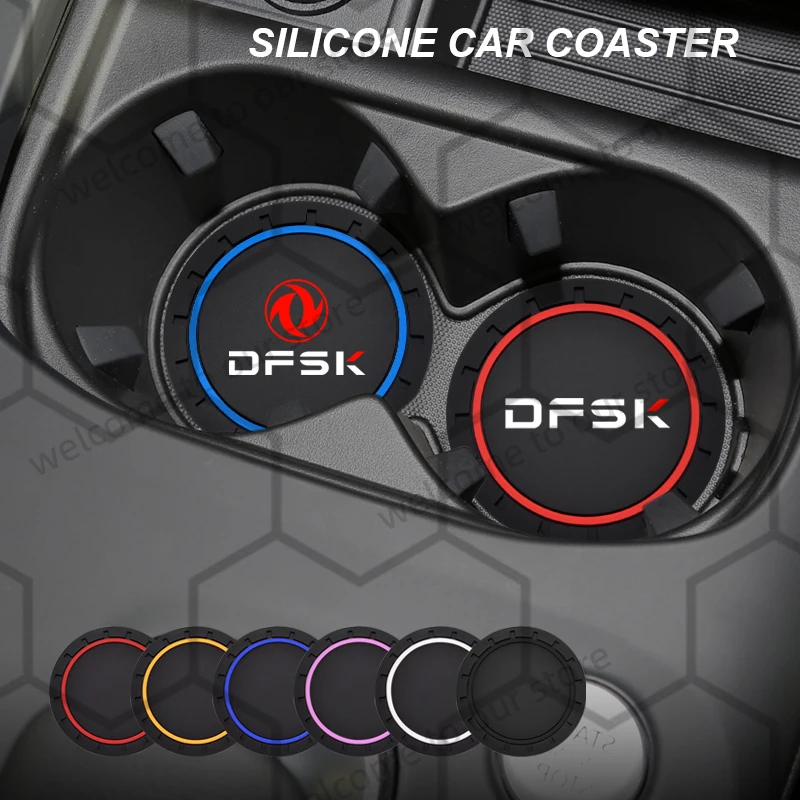 2 uds para Dongfeng DFSK AX7 AX5 AX3 MX6 Aeolus S50 S30 emblema posavasos de coche ranura para taza de agua almohadilla antideslizante accesorios de Interior de coche