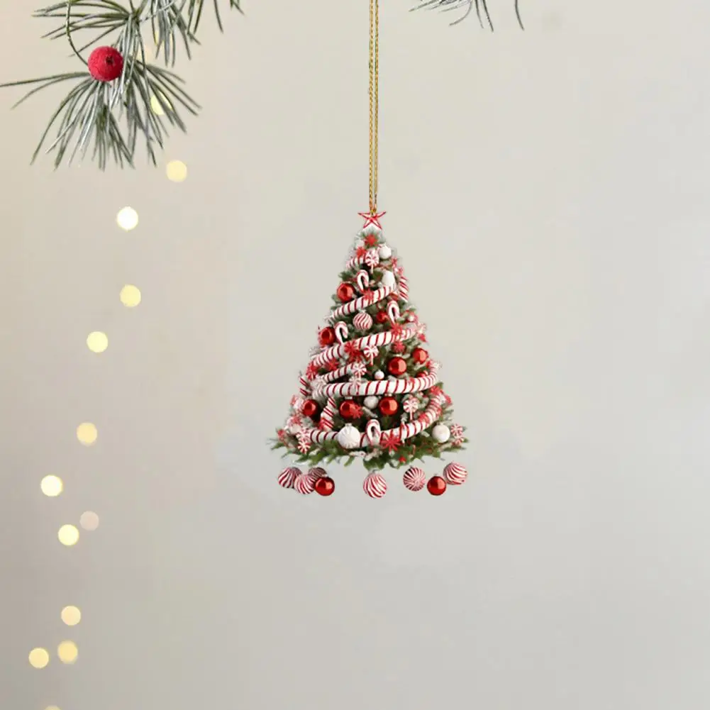 Acrylic Christmas Tree Ornament Xmas Balls Gift Box Candy Cane Star Design Window Wall Hanging Ornament Car Pendant Home Decor