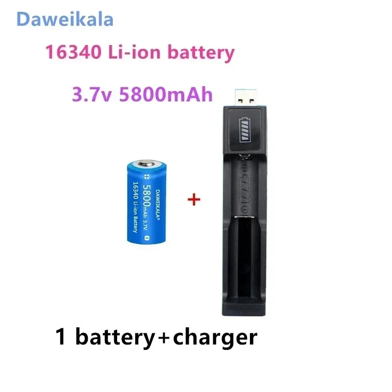 3.7V 14500 16340 rechargeable battery Lithium ion battery for LED flashlight travel charger 16340 14500CR 123A battery+charger