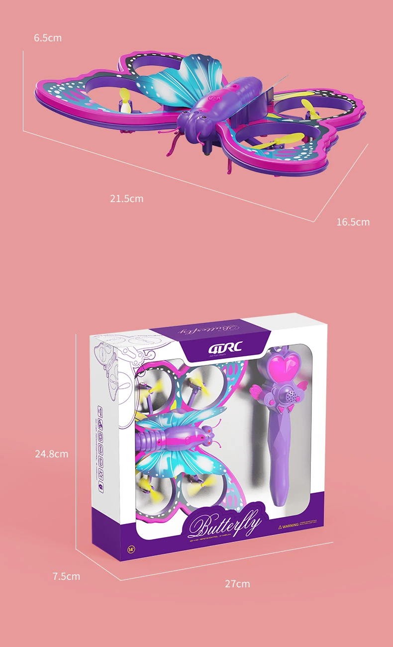 4DRC V40 Drone papillon volant télécommandé pour enfants, Quadricoptère