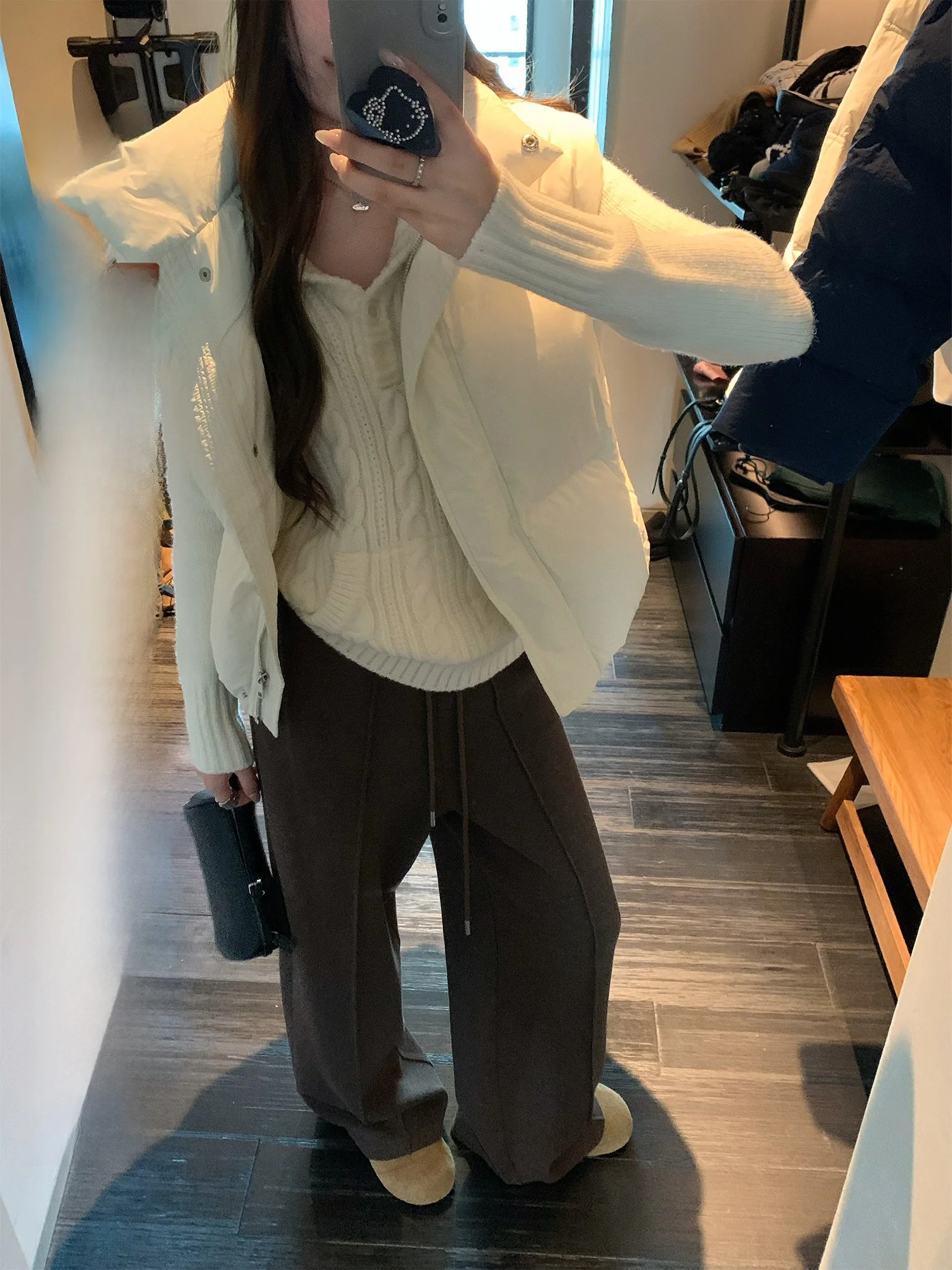 

Hhi Women's White Du down Svel Jaet Stand Collar Warm Vest Outerwear Casual Sle Regular Sve Winter Coat