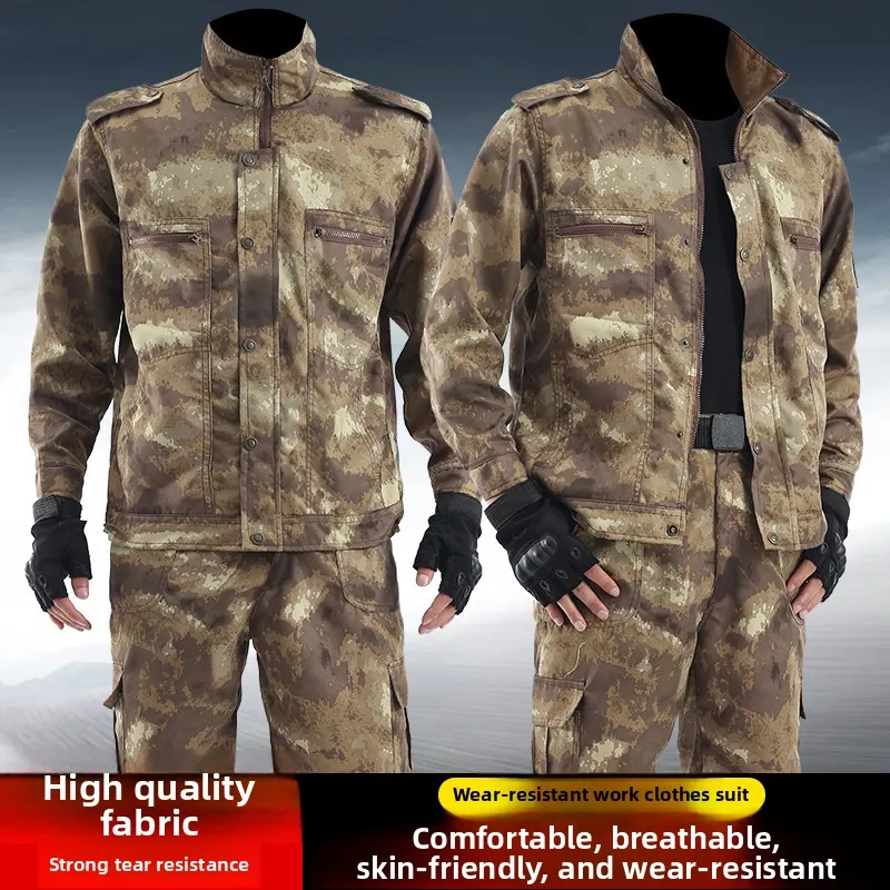 

Thiened Camouflage Workwear Set Outdoor Construction Site Wear Resistant Auile Repairing orm Long Sve Zipper Cl...