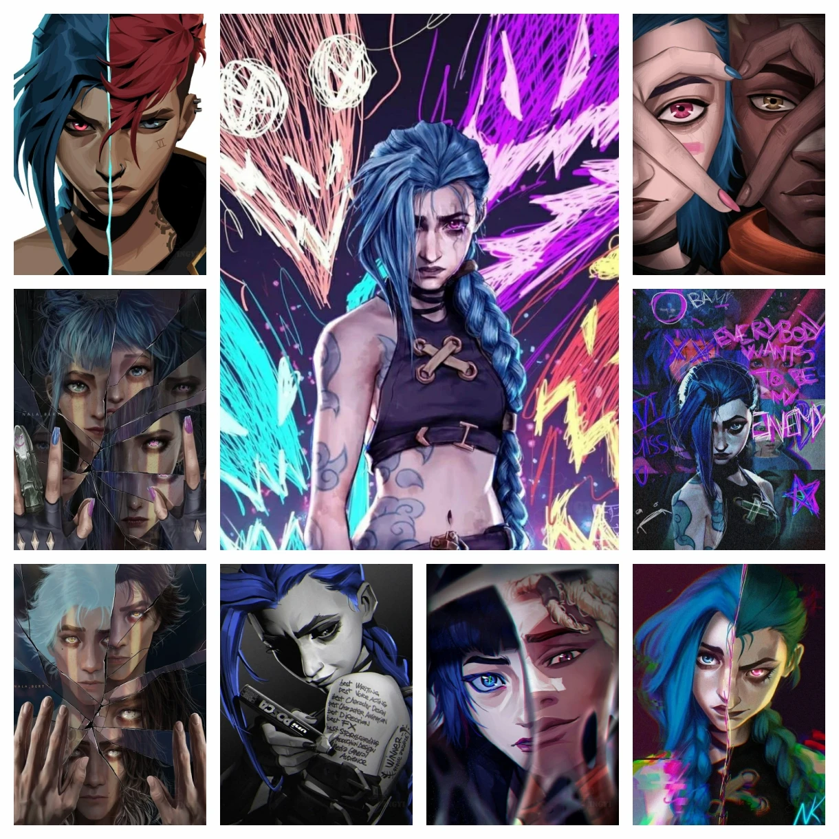 Arcane Jinx Anime 5D-Diamant-Malerei-Set, DIY-Handwerk, Kunst, runder Bohrer, Rom-Dekor, Geschenk für Freunde
