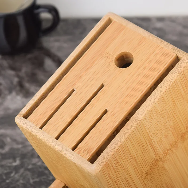 Bamboo Knife Block Stand Multifunctional Storage Rack Tool Wooden Kitchen Knife Organizer Holder