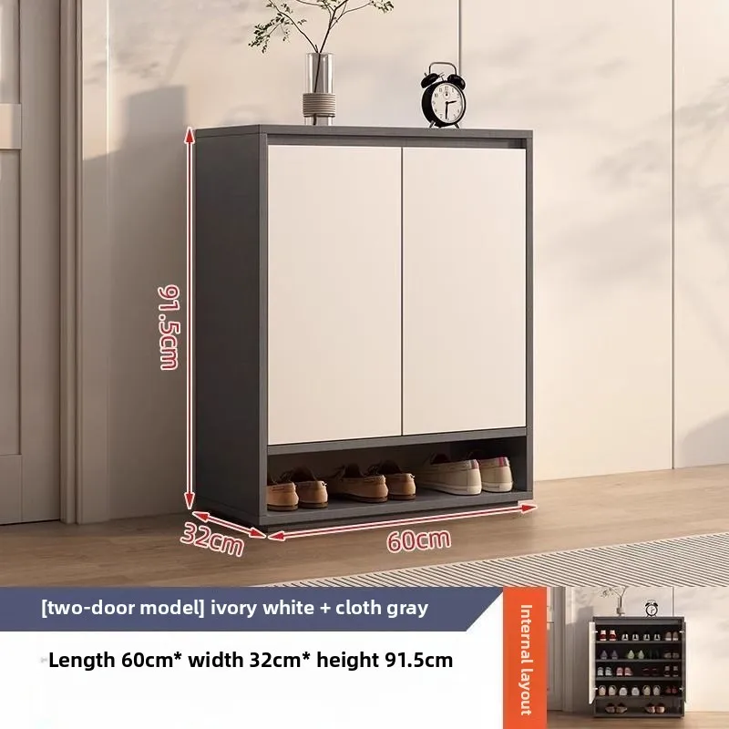 

Solid Wood Shoe Cabinet Balcony Large-capacity Locker Corridor Outside The Corridor Simple Door Multi-layer Shoe Cabinet