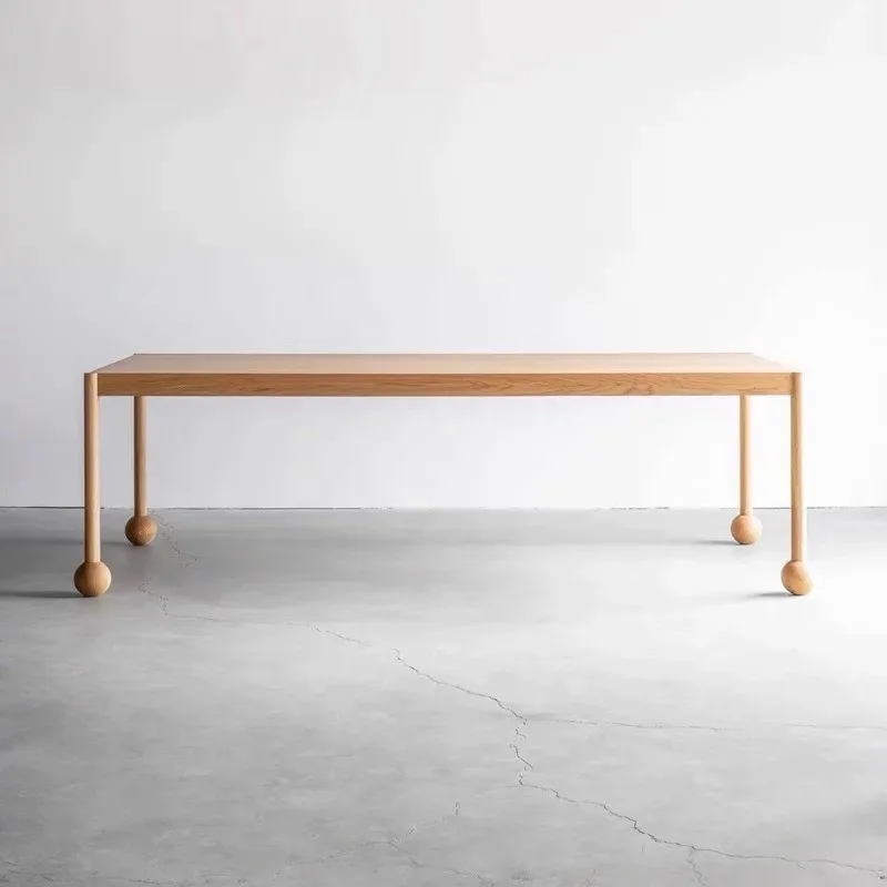 wood dining table and chair combination, small apartment living room long dining table negotiation table desk family workbench