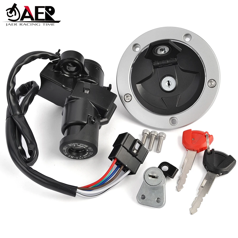 Fuel Gas Cap Ignition Switch Seat Lock with Key Kit for Kawasaki 27005-5145 27016-5309 51049-0030 Ninja ZX6R ZX10R