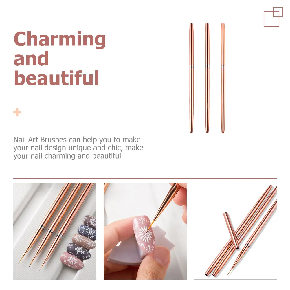 

3pcs Nail Art Liner Brush Portable Manicure Pens For Nail Design Drawing Painting Gel Polish Dotting Pull Line Pens Salon