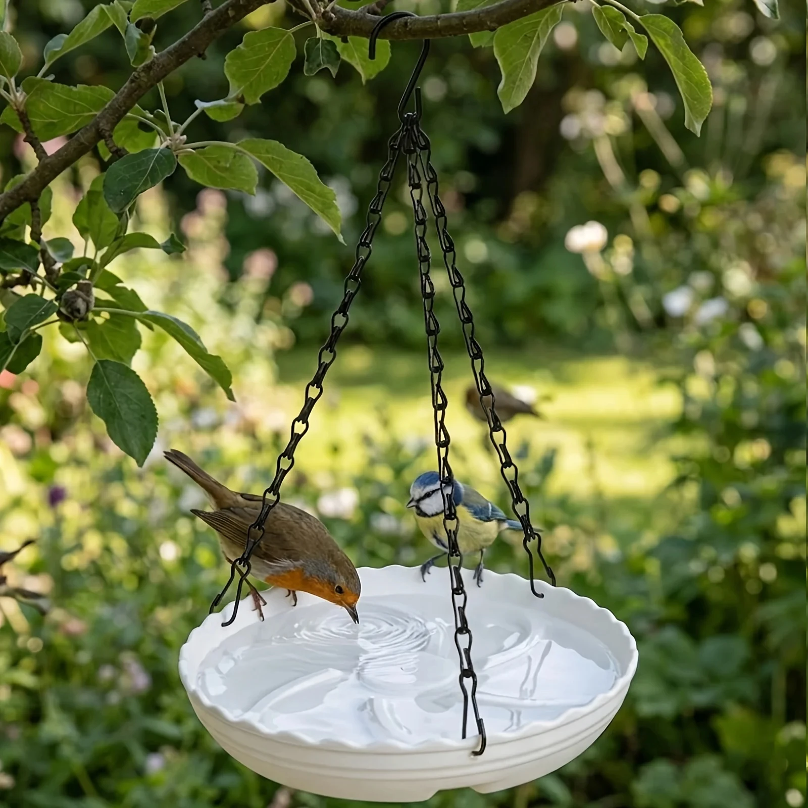 Hängender Vogelfuttertrog für den Balkon und Garten, Leicht zu Reinigender Hängeschalen-Terrassen-Vogelfuttertrog – Detail 5