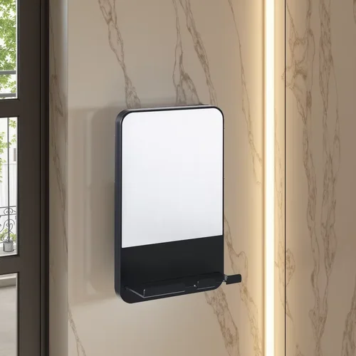 TAILI Espejo Anti Niebla para Ducha, Espejo de Ducha de Succión sin Niebla para Afeitado con Soporte para Maquinilla de Afeitar, Extraíble y Sin Perforar, Inastillable e Impermeable para Baño - Negro