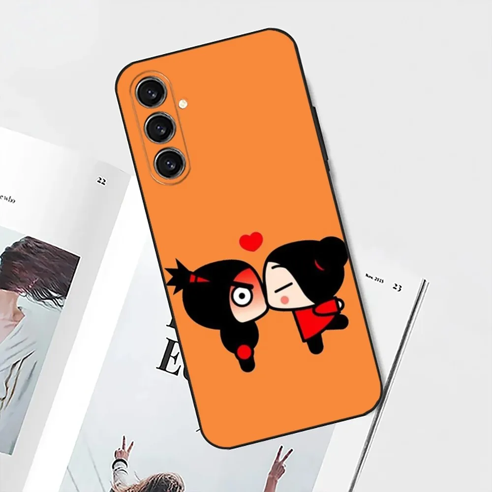 Cartoon P-Pucca-Garu Phone Case For Samsung S24,21,22,23,30,Ultra,S20,Plus,Fe,Lite,Note,10,9,5G Black Soft Cover