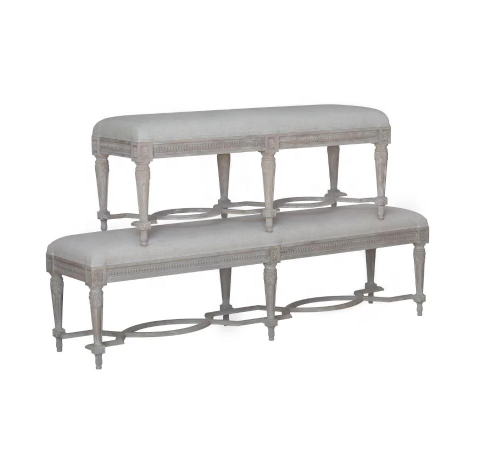 

* Luxury French Solid Wood Vintage Bedroom Constance Bench Bedside Stool Shoe Stool Replacement