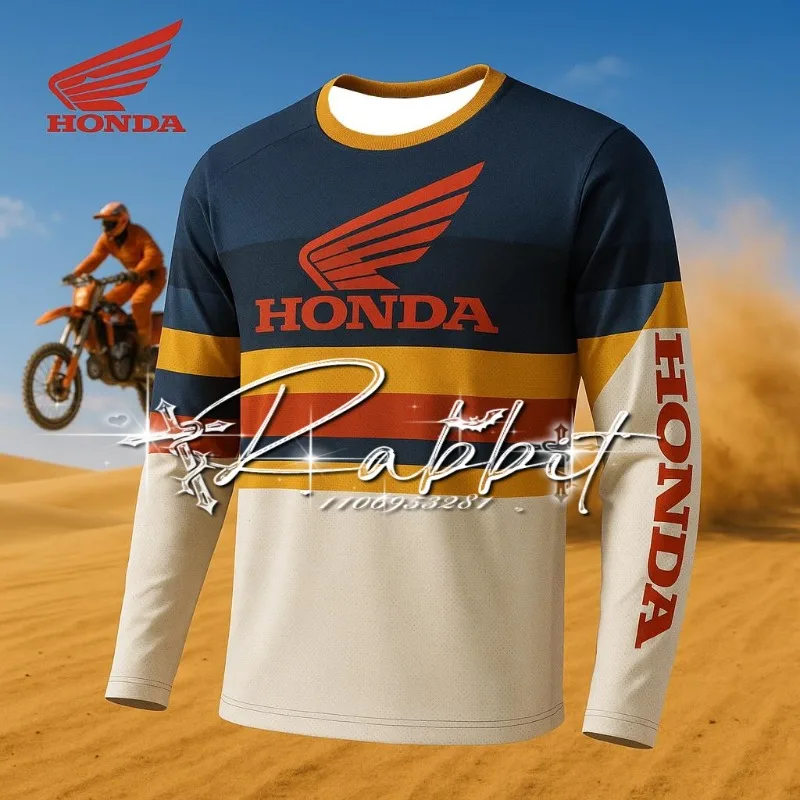 

2025 New Honda Racing Team Outdoor Sports Speed Drying Cycling Long Sleeved Shirt Men's Motorcycle Racing Off Road T-shirt Top