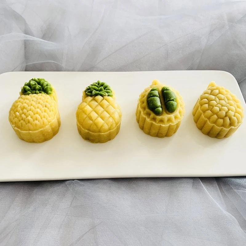 QX2E Mooncake Mold 50g Cookie Cutter with 3D Durian Stamps Green Bean Cake Mould DIY Press Baking Tool Mid-Autumn Festival