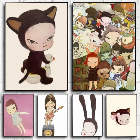 Bilashmart Yoshitomo Nara The Works Poster No Framed Poster Kraft Club Bar Paper Vintage Poster Wall Art Painting Bedroom Study Stickers