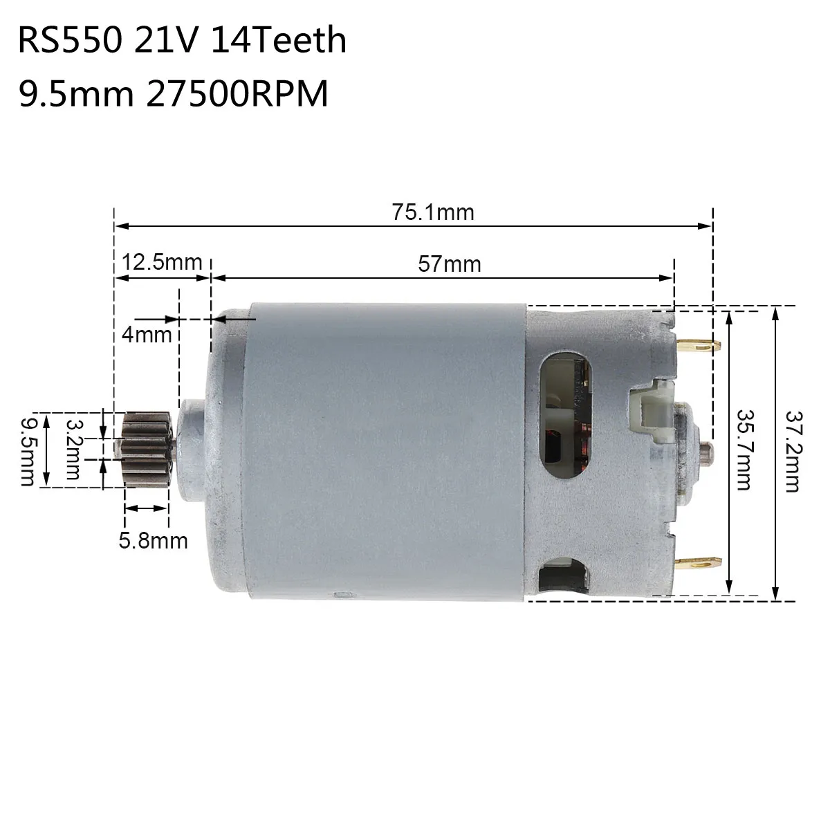 RS550 DC Motor 8.2mm/9.5mm 14 Teeth Gear Micro Motor 550 21V 14 Tooth Lithium Electric Saw Motors for Mini Saw Reciprocating Saw