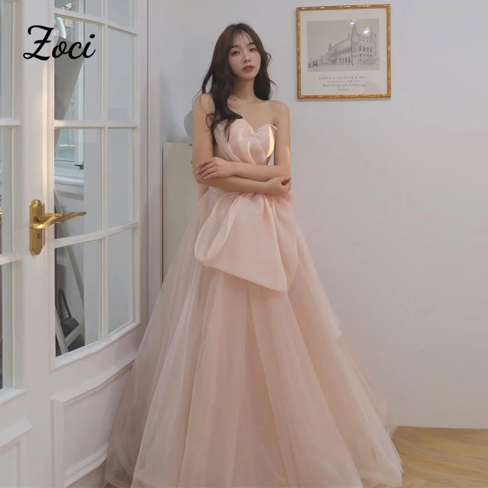 Zoci chérie rose Organza Tulle robes de bal corée Photos séance mariée robe de mariée 2026 grand arc fée robe de soirée personnalisée