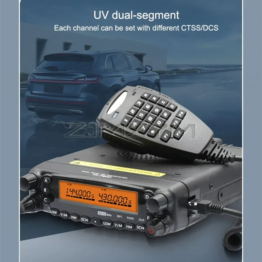 TH-7800 Dual display Car Radio Walkie talkie Dual Band 134-174/400-480MHz 50W  Mobile Transceiver Two way radio